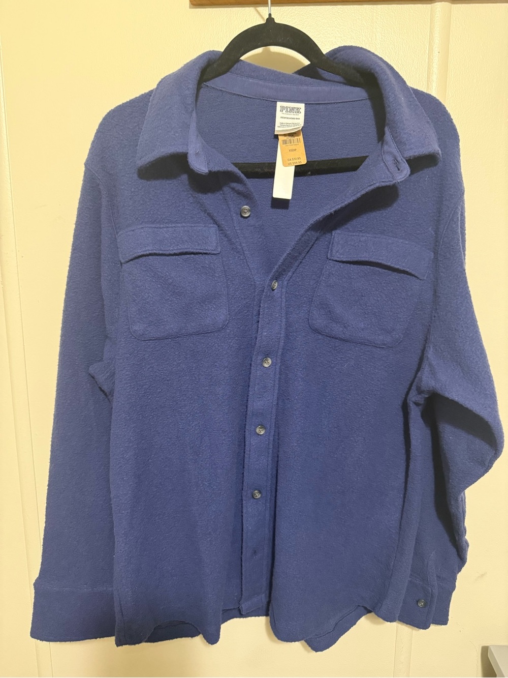 New XS PINK Victoria's Secret Deep Blue Fleece Bottom down